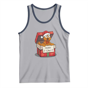 Merry F Caw F Santa Chicken Tank Top Funny Christmas Gift - Print Your Wear