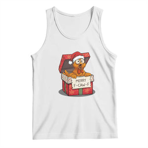 Merry F Caw F Santa Chicken Tank Top Funny Christmas Gift - Print Your Wear