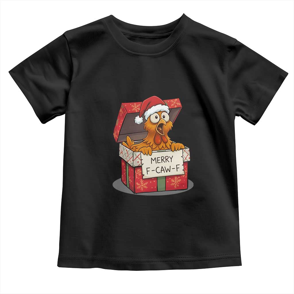 Merry F Caw F Santa Chicken Toddler T Shirt Funny Christmas Gift TS12 Black Print Your Wear