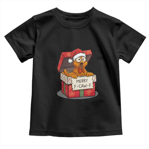 Merry F Caw F Santa Chicken Toddler T Shirt Funny Christmas Gift TS12 Black Print Your Wear