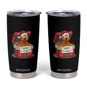 Merry F Caw F Santa Chicken Tumbler Cup Funny Christmas Gift - Print Your Wear