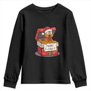 Merry F Caw F Santa Chicken Youth Sweatshirt Funny Christmas Gift TS12 Black Print Your Wear