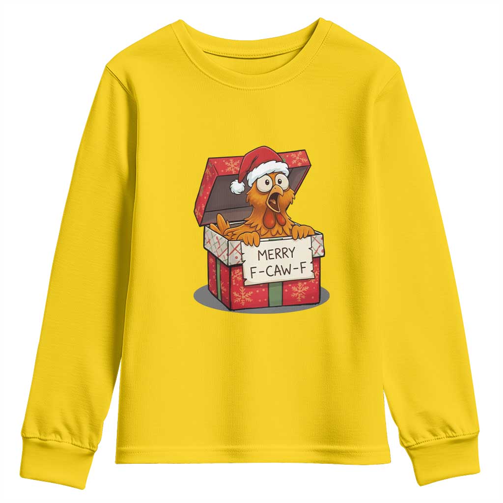 Merry F Caw F Santa Chicken Youth Sweatshirt Funny Christmas Gift TS12 Daisy Print Your Wear