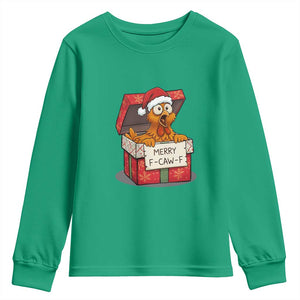 Merry F Caw F Santa Chicken Youth Sweatshirt Funny Christmas Gift TS12 Irish Green Print Your Wear