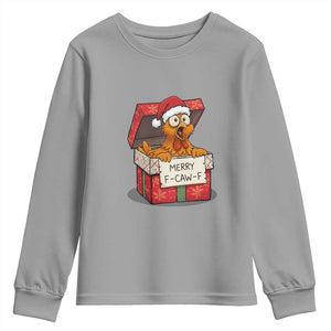 Merry F Caw F Santa Chicken Youth Sweatshirt Funny Christmas Gift TS12 Sport Gray Print Your Wear