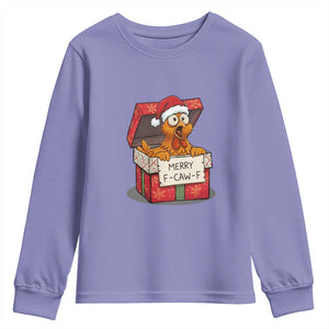Merry F Caw F Santa Chicken Youth Sweatshirt Funny Christmas Gift TS12 Violet Print Your Wear