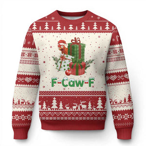 F Caw F Chicken Ugly Christmas Sweater Funny Farm Life Holiday Gift - Print Your Wear