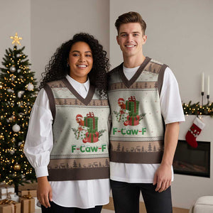F Caw F Chicken V-Neck Knit Sweater Vest Funny Farm Life Holiday Gift TS12 Mocha Mousse Print Your Wear