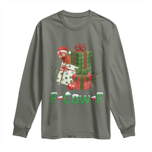 F Caw F Chicken Long Sleeve Shirt Funny Farm Life Holiday Gift TS12 Military Green Print Your Wear