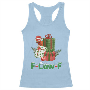 F Caw F Chicken Racerback Tank Top Funny Farm Life Holiday Gift TS12 Light Blue Print Your Wear