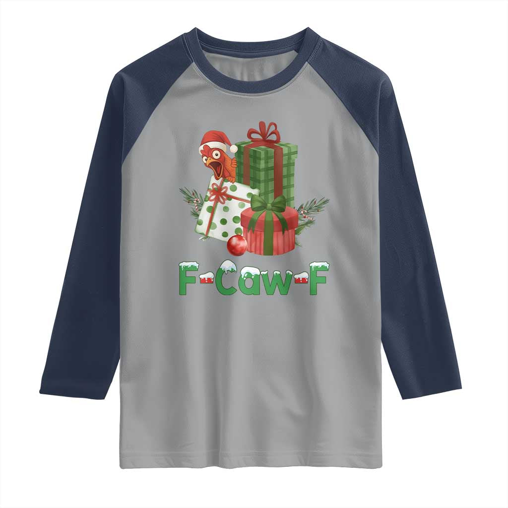 F Caw F Chicken Raglan Shirt Funny Farm Life Holiday Gift TS12 Sport Gray Navy Print Your Wear