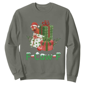 F Caw F Chicken Sweatshirt Funny Farm Life Holiday Gift TS12 Military Green Print Your Wear