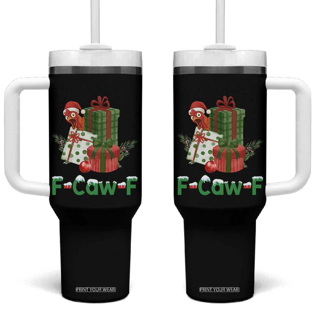 F Caw F Chicken Tumbler With Handle Funny Farm Life Holiday Gift TS12 One Size: 40 oz Black Print Your Wear