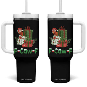 F Caw F Chicken Tumbler With Handle Funny Farm Life Holiday Gift TS12 One Size: 40 oz Black Print Your Wear