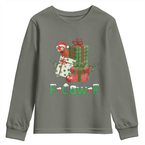 F Caw F Chicken Youth Sweatshirt Funny Farm Life Holiday Gift TS12 Military Green Print Your Wear
