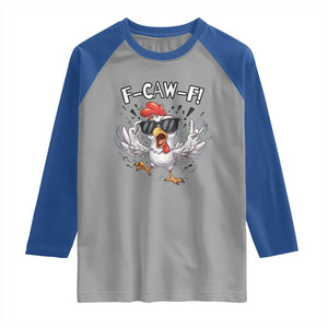 Funny F Caw F Chicken Sarcastic Joke Gift Raglan Shirt TS12 Sport Gray Royal Print Your Wear