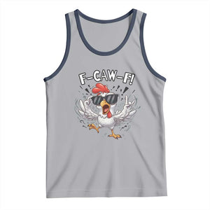 Funny F Caw F Chicken Sarcastic Joke Gift Tank Top TS12 Athletic Heather Navy Print Your Wear