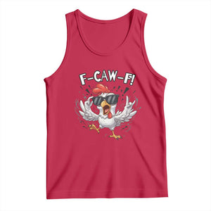 Funny F Caw F Chicken Sarcastic Joke Gift Tank Top TS12 Red Print Your Wear