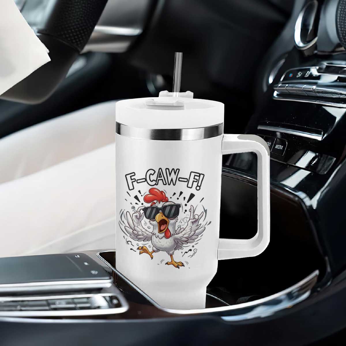 Funny F Caw F Chicken Sarcastic Joke Gift Tumbler With Handle TS12 Print Your Wear