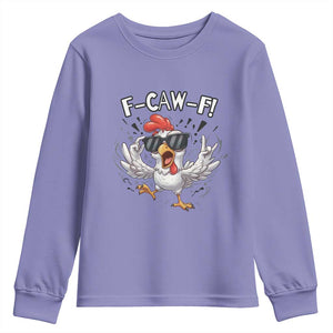 Funny F Caw F Chicken Sarcastic Joke Gift Youth Sweatshirt TS12 Violet Print Your Wear