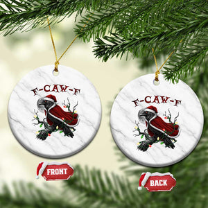 F Caw F Raven Sarcastic Joke Ceramic Ornament Holiday Gag Gift TS12 1pc White Marble Print Your Wear