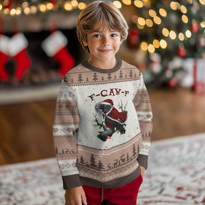 F Caw F Raven Sarcastic Joke Ugly Christmas Sweater Holiday Gag Gift TS12 Mocha Mousse Print Your Wear