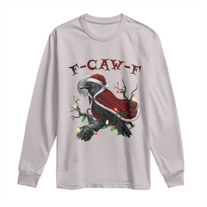 F Caw F Raven Sarcastic Joke Long Sleeve Shirt Holiday Gag Gift TS12 Ice Gray Print Your Wear