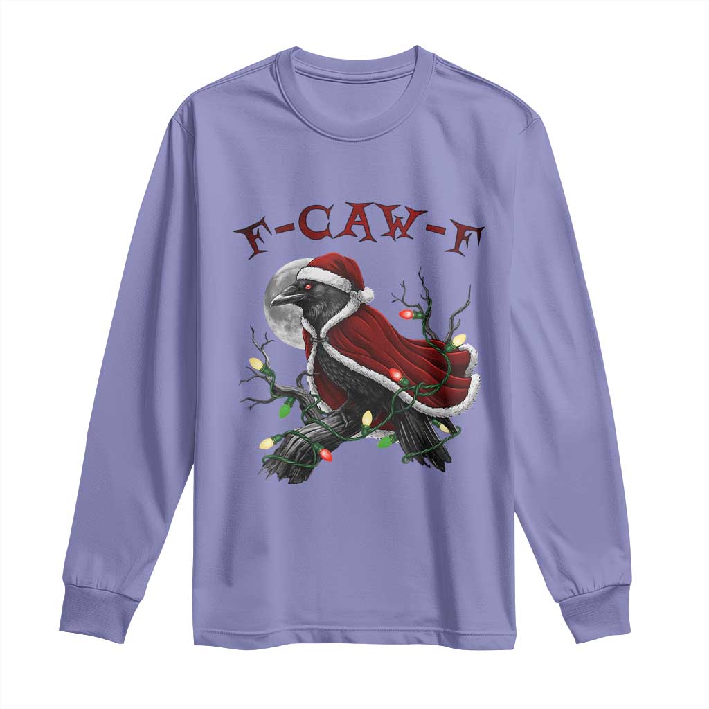 F Caw F Raven Sarcastic Joke Long Sleeve Shirt Holiday Gag Gift TS12 Violet Print Your Wear