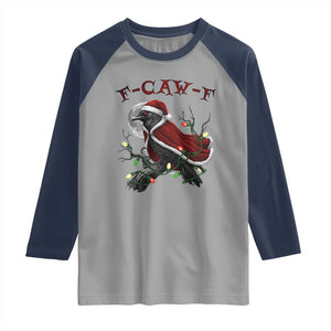 F Caw F Raven Sarcastic Joke Raglan Shirt Holiday Gag Gift TS12 Sport Gray Navy Print Your Wear