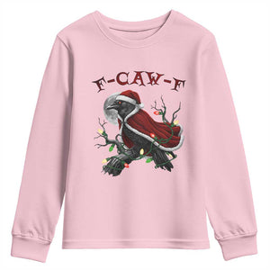 F Caw F Raven Sarcastic Joke Youth Sweatshirt Holiday Gag Gift TS12 Light Pink Print Your Wear