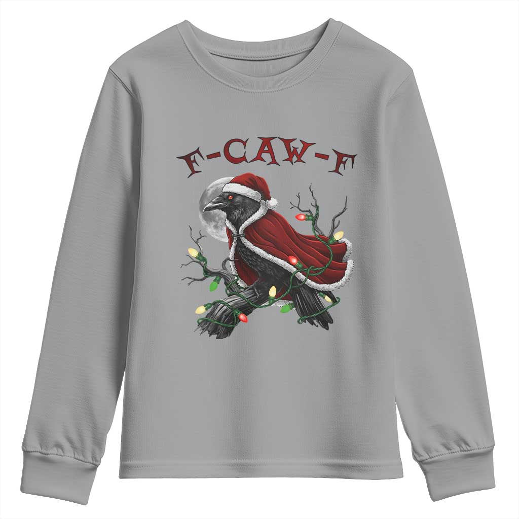 F Caw F Raven Sarcastic Joke Youth Sweatshirt Holiday Gag Gift TS12 Sport Gray Print Your Wear