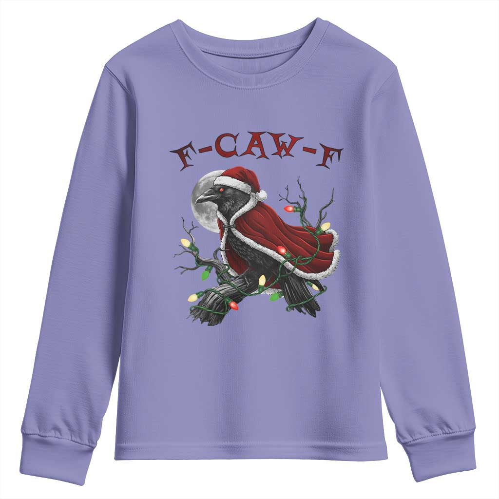 F Caw F Raven Sarcastic Joke Youth Sweatshirt Holiday Gag Gift TS12 Violet Print Your Wear