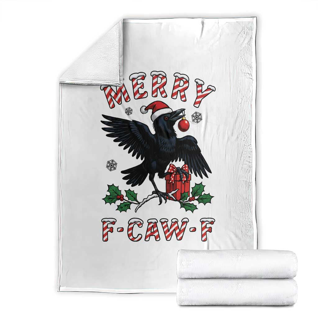 Merry F Caw F Raven Lover Throw Blanket Funny Holidays Gift - Print Your Wear
