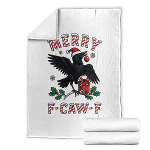 Merry F Caw F Raven Lover Throw Blanket Funny Holidays Gift TS12 White Print Your Wear