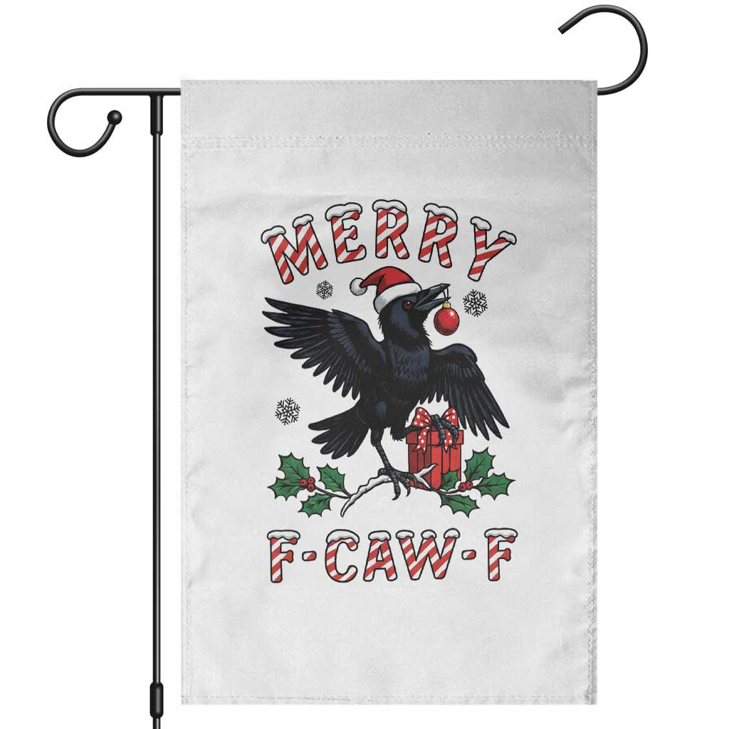 Merry F Caw F Raven Lover Garden Flag Funny Holidays Gift - Print Your Wear
