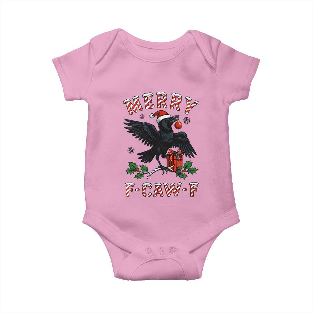 Merry F Caw F Raven Lover Baby Onesie Funny Holidays Gift TS12 Light Pink Print Your Wear