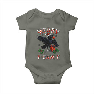Merry F Caw F Raven Lover Baby Onesie Funny Holidays Gift TS12 Military Green Print Your Wear