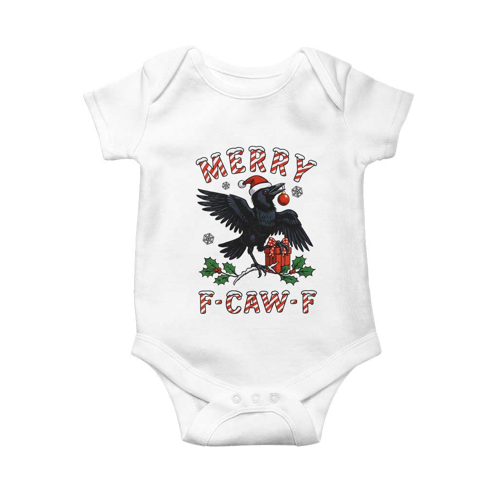 Merry F Caw F Raven Lover Baby Onesie Funny Holidays Gift - Print Your Wear