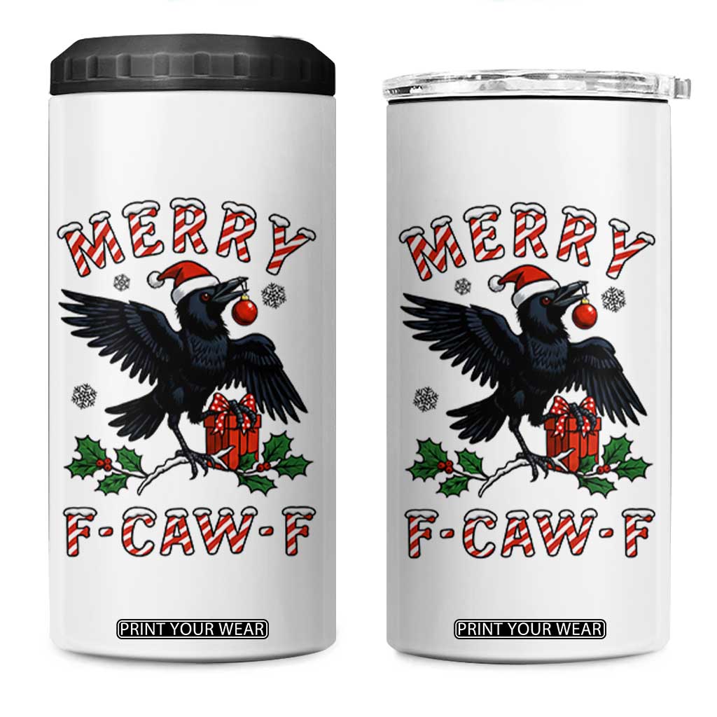 Merry F Caw F Raven Lover 4 in 1 Can Cooler Tumbler Funny Holidays Gift - Print Your Wear