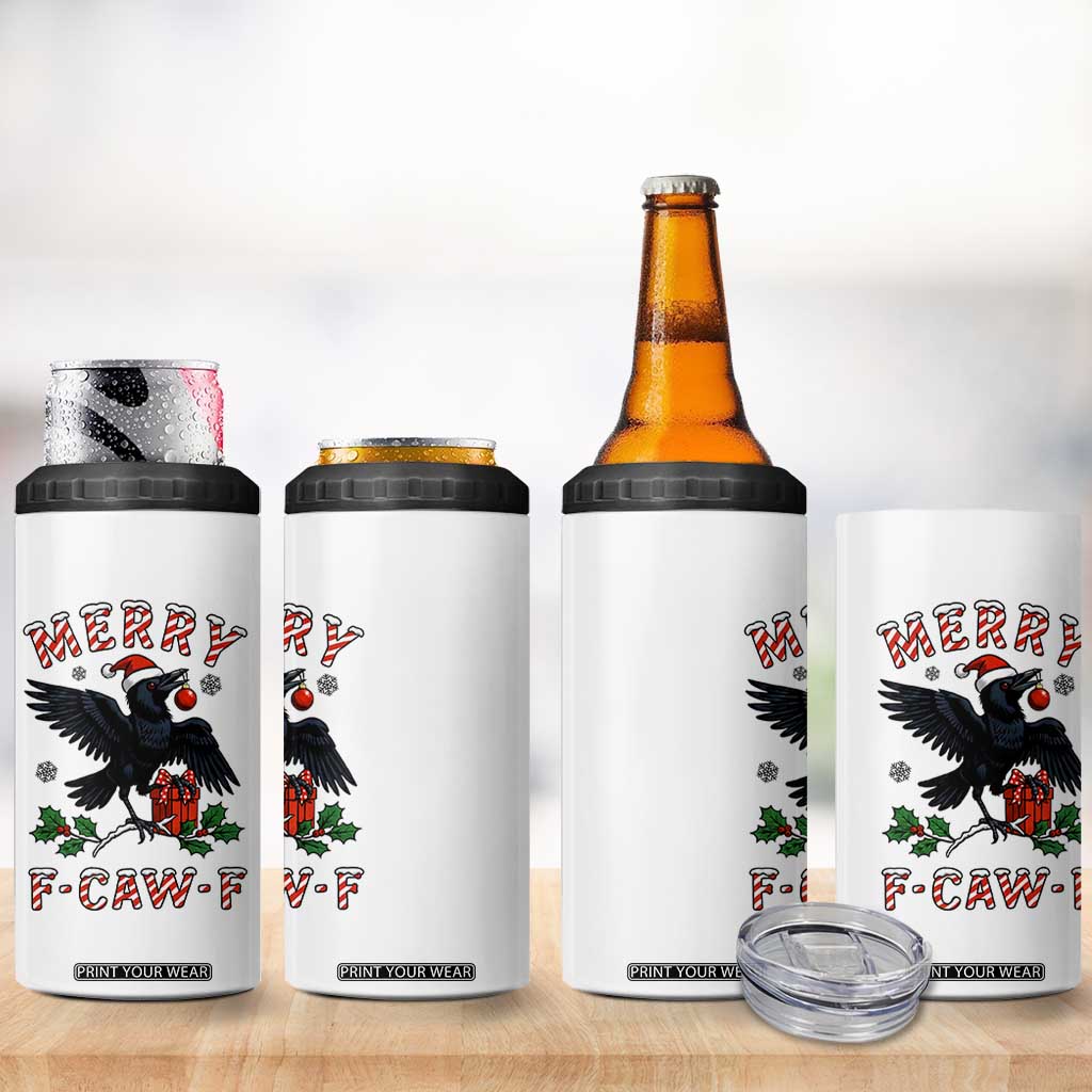 Merry F Caw F Raven Lover 4 in 1 Can Cooler Tumbler Funny Holidays Gift TS12 Print Your Wear