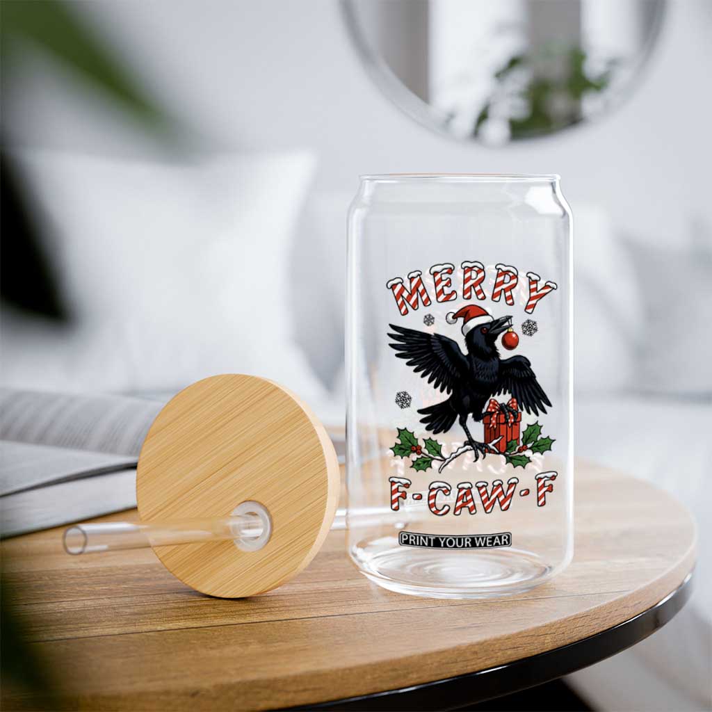 Merry F Caw F Raven Lover Glass Can Funny Holidays Gift TS12 Print Your Wear