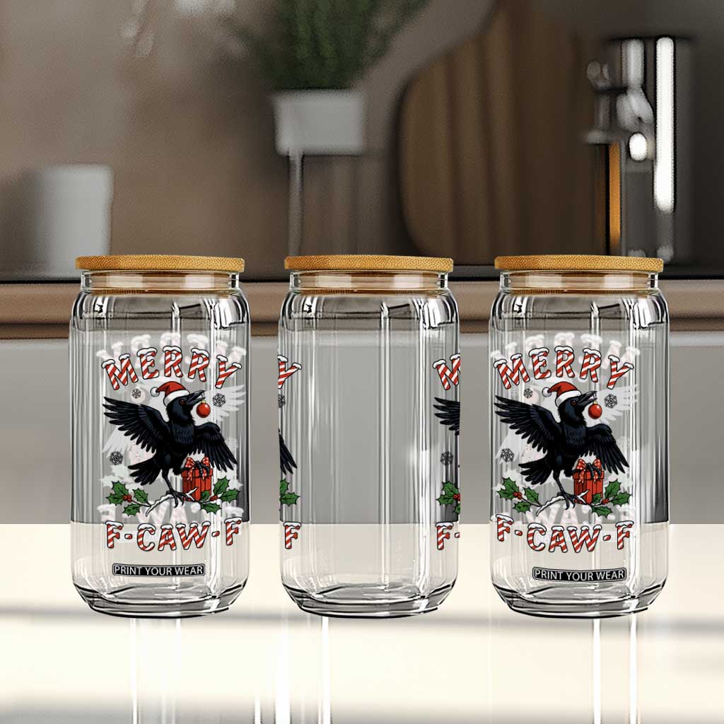 Merry F Caw F Raven Lover Glass Can Funny Holidays Gift TS12 Print Your Wear