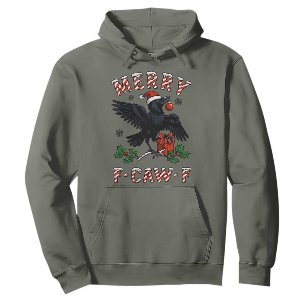 Merry F Caw F Raven Lover Hoodie Funny Holidays Gift TS12 Military Green Print Your Wear