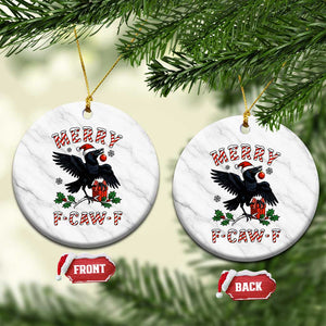Merry F Caw F Raven Lover Ceramic Ornament Funny Holidays Gift TS12 1pc White Marble Print Your Wear