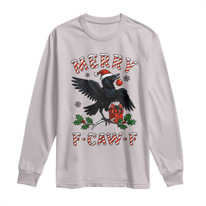 Merry F Caw F Raven Lover Long Sleeve Shirt Funny Holidays Gift TS12 Ice Gray Print Your Wear