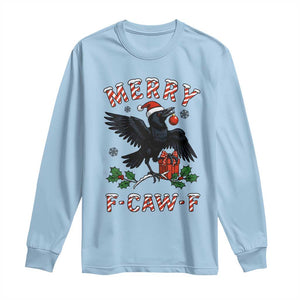 Merry F Caw F Raven Lover Long Sleeve Shirt Funny Holidays Gift TS12 Light Blue Print Your Wear