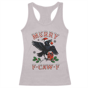 Merry F Caw F Raven Lover Racerback Tank Top Funny Holidays Gift TS12 Ice Gray Print Your Wear
