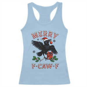 Merry F Caw F Raven Lover Racerback Tank Top Funny Holidays Gift TS12 Light Blue Print Your Wear