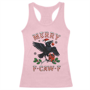 Merry F Caw F Raven Lover Racerback Tank Top Funny Holidays Gift TS12 Light Pink Print Your Wear