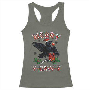 Merry F Caw F Raven Lover Racerback Tank Top Funny Holidays Gift TS12 Military Green Print Your Wear